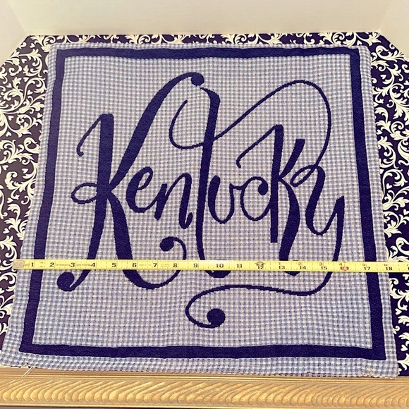 Barrel Down South Kentucky Embroidered Pillow Cover zipper 💙Blue Plaid - Picture 7 of 9
